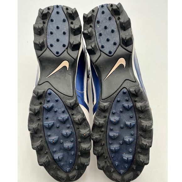 Nike Land Shark Mid Football Cleats Mens Size 12 White Navy Blue 318728-141 - Picture 3 of 13